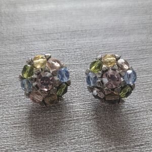 Vintage Robert Rhinestone Clip on Earrings